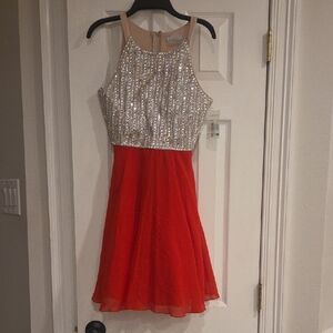 Sparkling Red and Silver Kids Dress